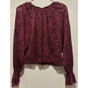 Free People Women's Olivia Lace Blouse Size XS -‎ Wine